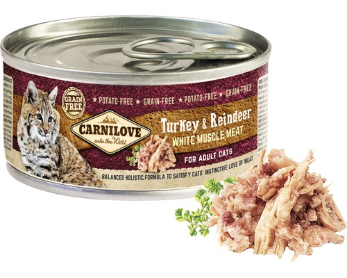 Carnilove mokré krmivo pre mačky moriak a sob v plechovke