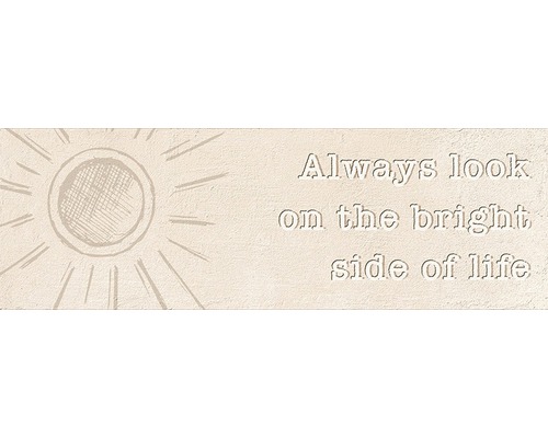 Dekoratívna tabuľa s nápisom ''Always look on the bright side of life'' a grafikou slnka
