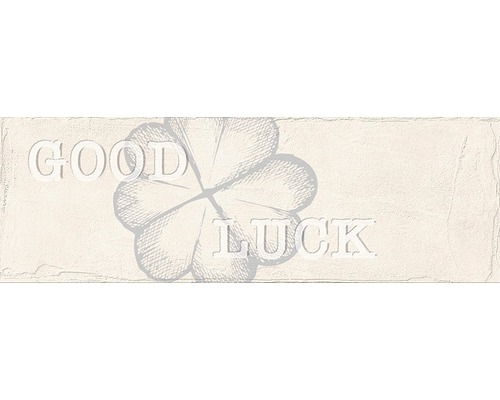 Obklad imitácia tehly Brick grey 11 x 33,15 cm Dekoratívny štítok s ďatelinovým listom a textom ''Good Luck''.