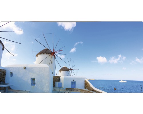 Obklad do kúpeľne mySPOTTI aqua Greece 90x45 cm Panoráma s veternými mlynmi a bielymi budovami pri mori