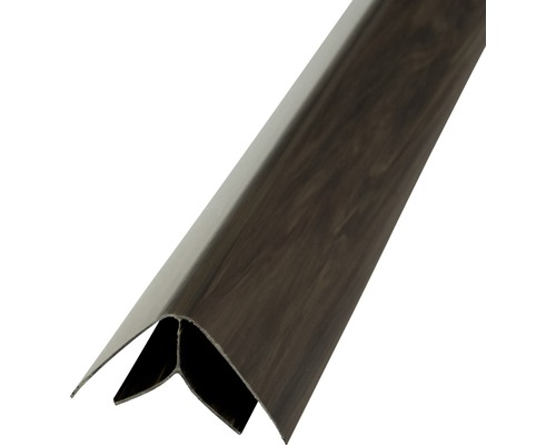 Profil pre plastové palubky rohový vnútorný 3000 x 44 x 44 mm tmavé drevo Rohový profil z plastu