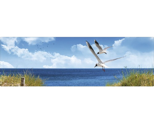 Obklad do kúpeľne mySPOTTI aqua North Sea 140x45 cm Ilustrácia s čajkami nad morom, pobrežná krajina