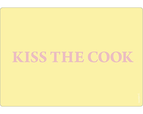 Obkladový panel do kuchyne mySPOTTI pop Kiss the cook 41x59 cm Kuchynská rohožka s textom Pobozkaj kuchára