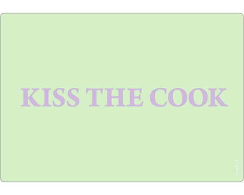 Obkladový panel do kuchyne mySPOTTI pop Kiss the cook 41x59 cm Rohožka s textom „KISS THE COOK“