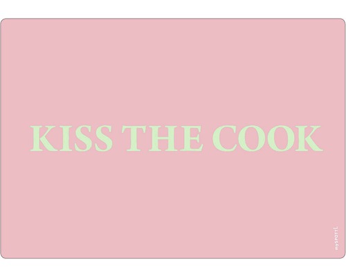 Obkladový panel do kuchyne mySPOTTI pop Kiss the cook 41x59 cm Prestieranie Myspotti s nápisom Kiss the Cook