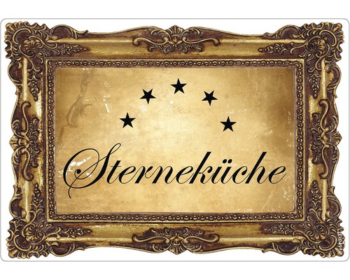 Obkladový panel do kuchyne mySPOTTI pop Kuchyňské ocenění 41x59 cm Štítok Hviezdna kuchyňa v zlatom ráme