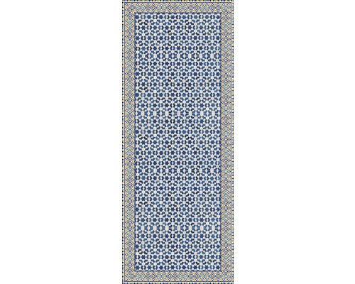 Koberec s modrým hviezdicovým vzorom a bordúrou