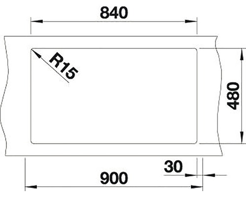 Technický výkres s rozmermi: dĺžka 900 mm, šírka 480 mm