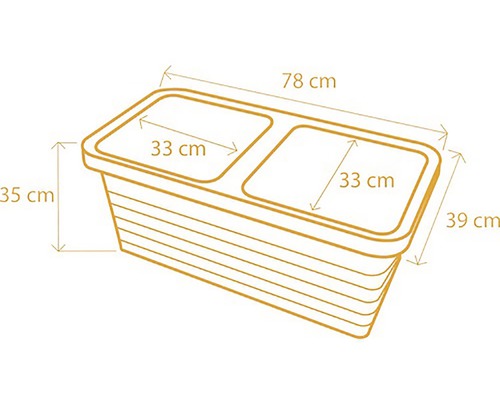 Obrázok kvetináča s rozmermi: dĺžka 78 centimetrov, šírka 39 centimetrov a výška 35 centimetrov.