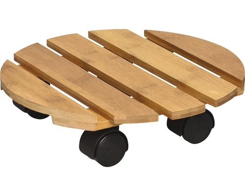 Podstavec na kolieskach z bambusu pre kvetináče