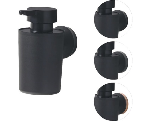 Čierny dávkovač mydla na stenu
