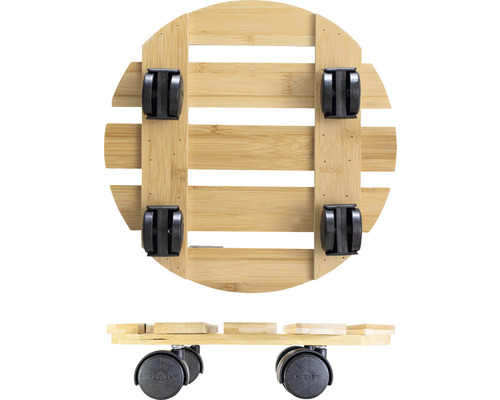 Podstavec na kvetiny z bambusu s kolieskami