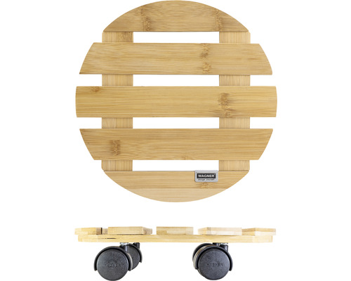 Okrúhly vozík na rastliny z bambusu s kolieskami