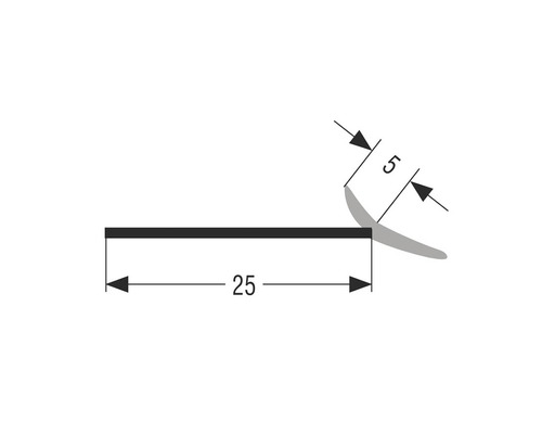 Nákres soklovej lišty s rozmermi 25 x 5 milimetrov