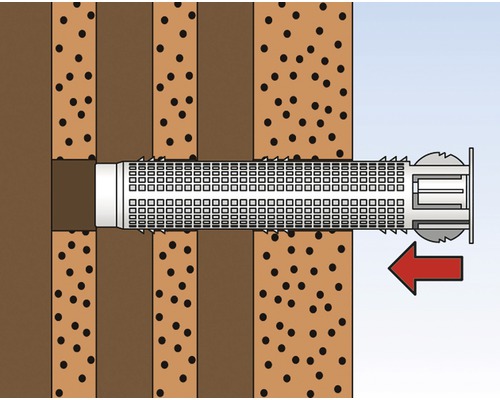 Ilustrácia upevnenia hmoždinky v stene