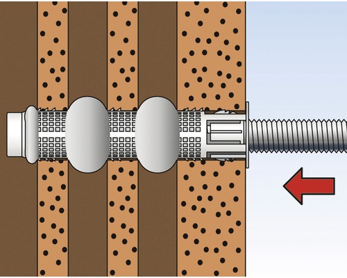 Ilustrácia hmoždinky v stene
