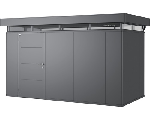 Plechový záhradný domček Biohort CasaNova 4x2 ľavé dvere 404x204 cm tmavosivý metalický Záhradný domček CASA NOVA s dverami