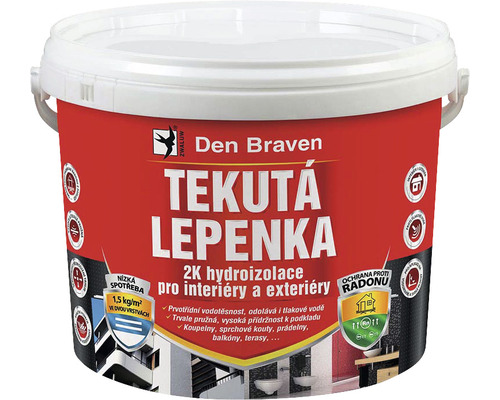 Tekutá lepenka DEN BRAVEN 2K hydroizolácia 7 kg Den Braven Tekutá lepenka 2K hydroizolácia pre interiéry a exteriéry vo vedre