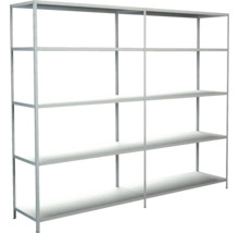 Kovový regál rozširovací Schulte 4534-W 2000x2400x500 mm, 10 políc, nosnosť 850 kg, biely