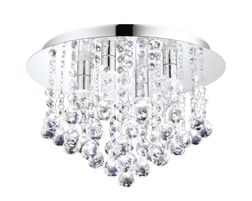 Stropné svietidlo s krištáľovými prvkami pre atmosférické osvetlenie