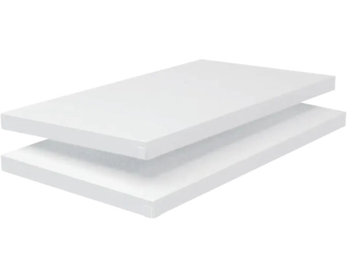 Regálová polica Schulte biela 600x35x350 mm, balenie 2 kusy, zasúvací systém Dve biele drevené police
