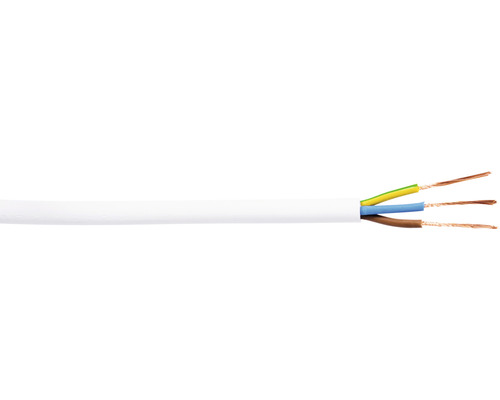 Napájací kábel H03VV-F (CYLY) 3x0,5 biely, metrážový sortiment-0