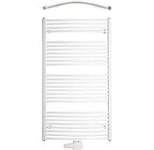 Biely kúpeľňový radiátor s termostatickým ventilom a pripojovacou súpravou