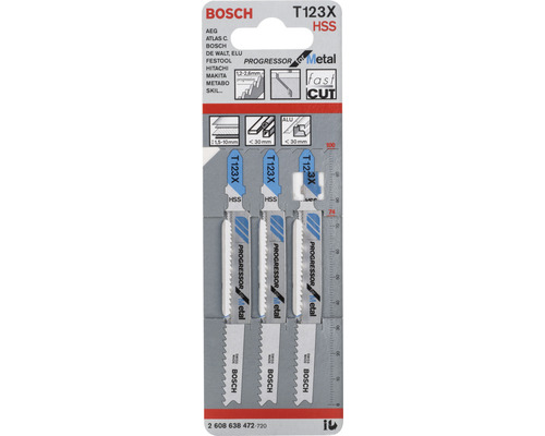 Priamočiare pílové listy Bosch T123X HSS, vhodné na kov