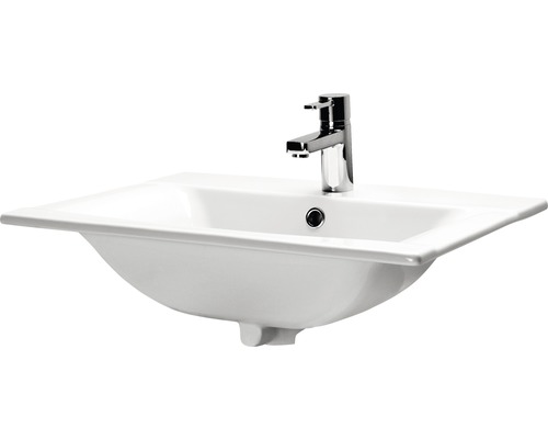 Umývadlo zo sanitárnej keramiky s vodovodnou batériou