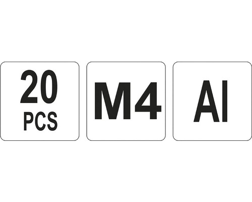 Symbolický obrázok: 20 kusov, veľkosť M4, materiál hliník