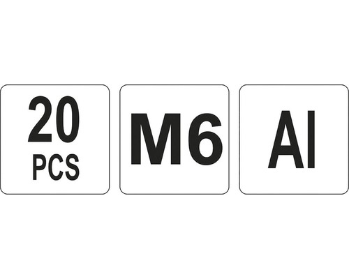 Informácie o skrutkách: 20 kusov, veľkosť M6, materiál hliník