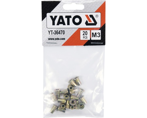 Nitovacie matice Yato, M3, 20 kusov v priehľadnom balení