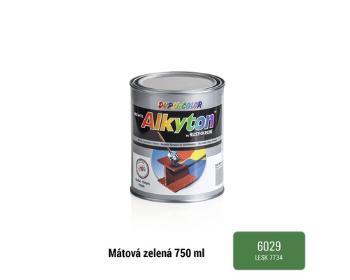 Samozákladová farba na hrdzu i drevo lesklá Alkyton mätovo zelená RAL6029 0,75 l