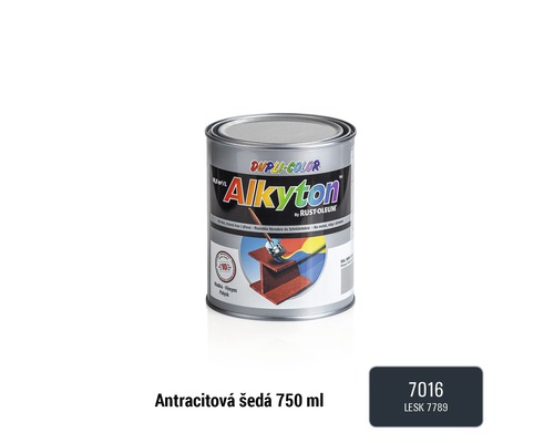 Samozákladová farba na hrdzu i drevo lesklá Alkyton 0,75 l antracitovo šedá RAL 7016
