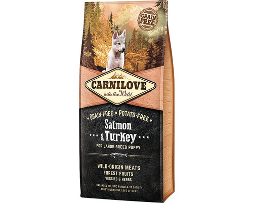 Granule pre psov Carnilove Grain Free Salmon & Turkey for Large Breed Puppy 12 kg