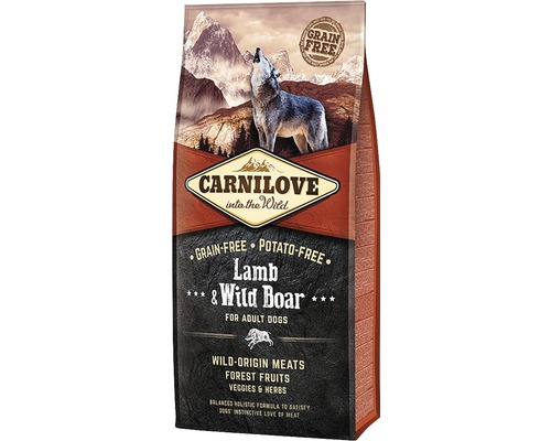 Granule pre psov Carnilove Grain Free Lamb & Wild Boar for Adult 12 kg Carnilove suché krmivo pre dospelých psov s jahňacím a diviakom, bez obilnín