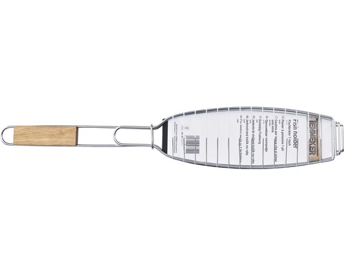 Grilovací kôš na ryby z kovu s drevenou rukoväťou