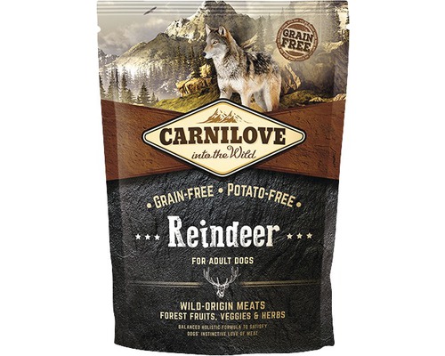 Granule pre psov Carnilove Grain Free Reindeer for Adult 1,5 kg Carnilove suché krmivo sob pre dospelých psov, bez obilnín a zemiakov