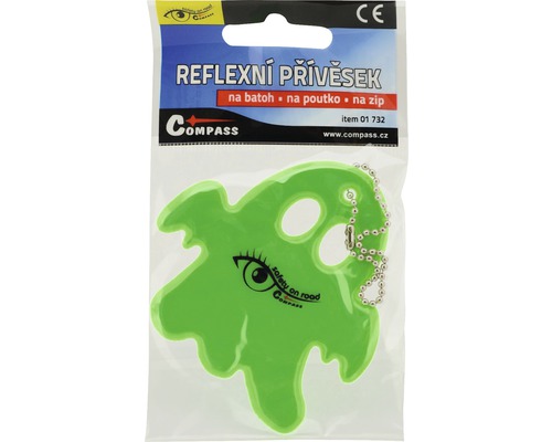 Reflexný prívesok Compass na pripevnenie na batoh, pútko alebo zips v balení