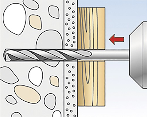 Ilustrácia vŕtačky vŕtajúcej do betónu a dreva