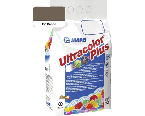 Škárovacia hmota Mapei Ultracolor Plus 136 bahno 5 kg Mapei Ultracolor Plus škárovacia hmota, odtieň 136 Bahno, 5 kg balenie