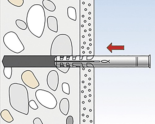 Ilustrácia hmoždinky v stene