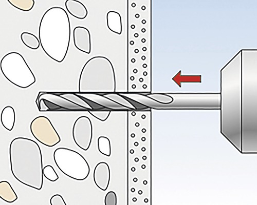 Ilustrácia vŕtačky vŕtajúcej do steny