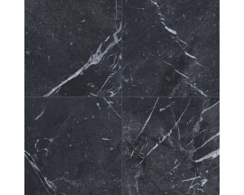 Dlažba imitácia mramoru Velvet negro 33,15 x 33,15 cm Štyri tmavé mramorové dlaždice so svetlým žilkovaním
