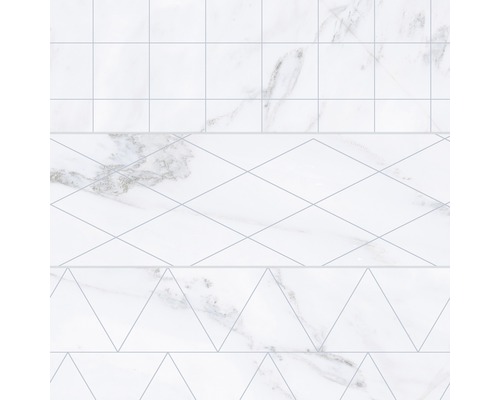 Dlažba imitácia mramoru Velvet Brick geo blanco 33,15 x 33,15 cm Dekoratívna obkladačka s geometrickými vzormi