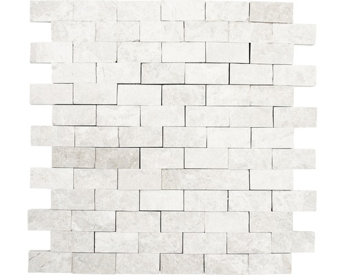 Kamenná mozaika tehla Splitface Boticino biela 29x30,5 cm Mozaikové obkladačky z mramoru v tehlovom vzhľade