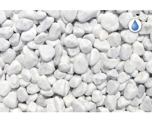 Biele ozdobné kamienky so symbolom odolnosti voči vode