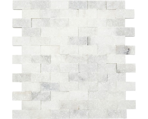 Mozaika z prírodného kameňa tehla Splitface Sugar biela 29x30,5 cm