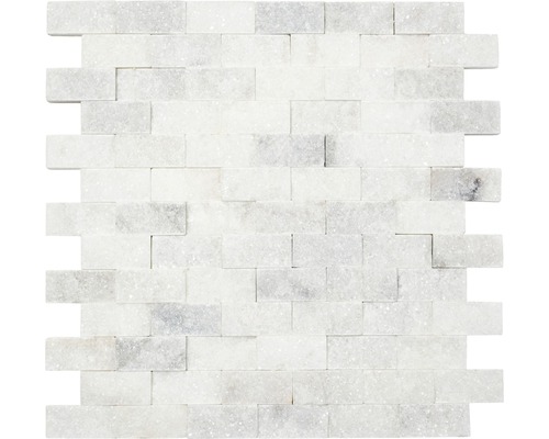 Kamenná mozaika tehla Splitface Sugar biela 29x30,5 cm Mozaiková dlaždica z prírodného kameňa vo vzhľade tehál