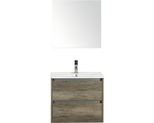 Kúpeľňový nábytkový set Dante 60 cm s keramickým umývadlom Model 1 a zrkadlom dub Nebraska